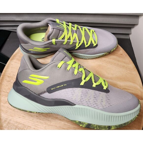 Skechers SKX Nexus Men’s Size 14 Basketball Shoes – Charcoal & Green - Picture 3 of 12